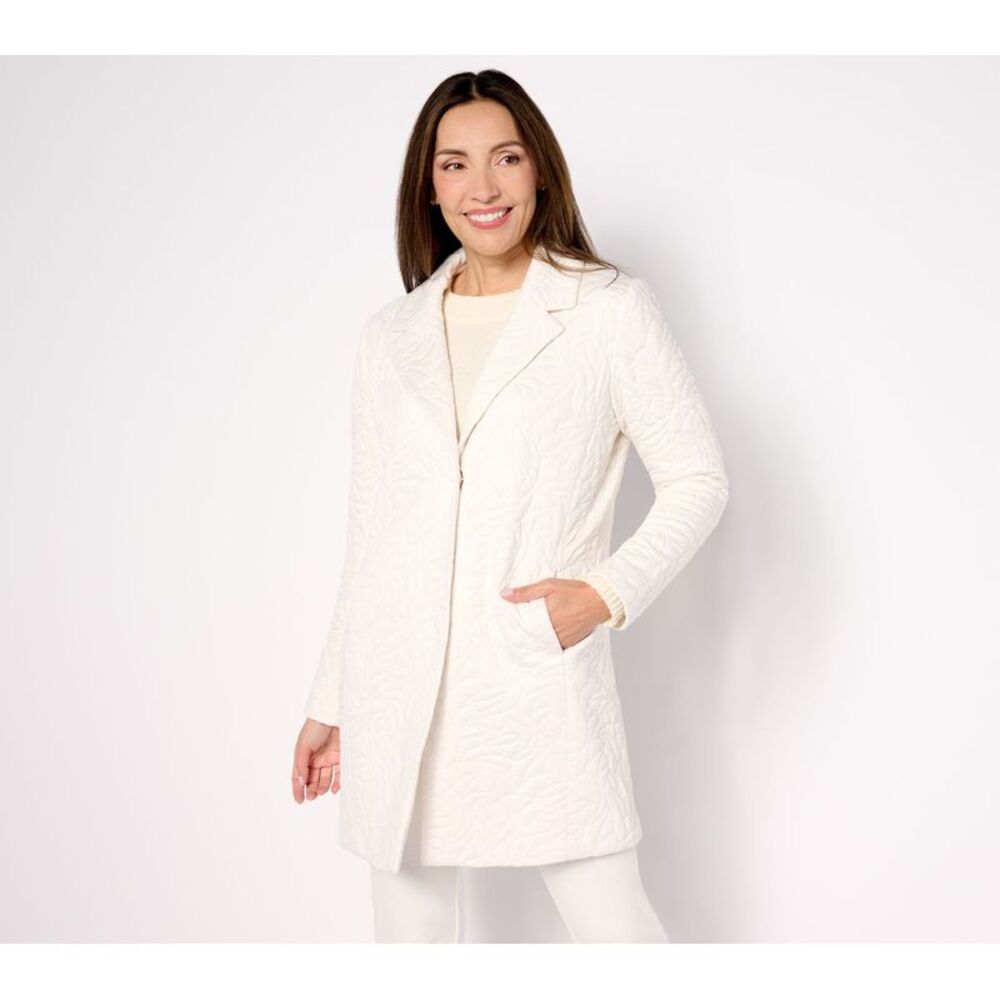 Susan Graver Women's Petite Jacket PXL Quilted Knit Notch Collar White A626993 - Picture 3 of 4